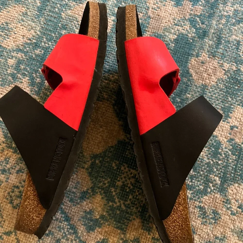 Birkenstock Arizona *Black & Poppy Red* Split Color / 36 N / Birko-Flor / EUC - Picture 10 of 16